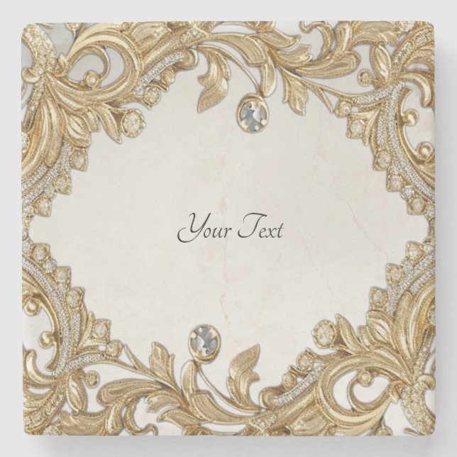 Decorative Gold Stone Coaster (Front)