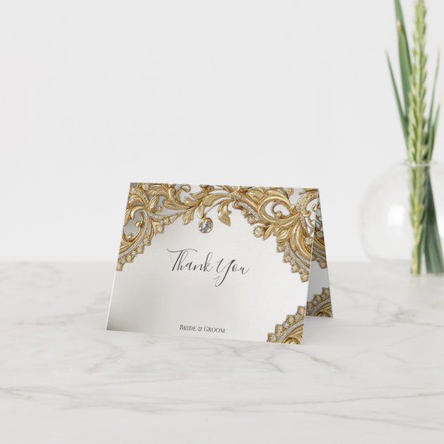 Decorative Gold Thank You Card (Front)