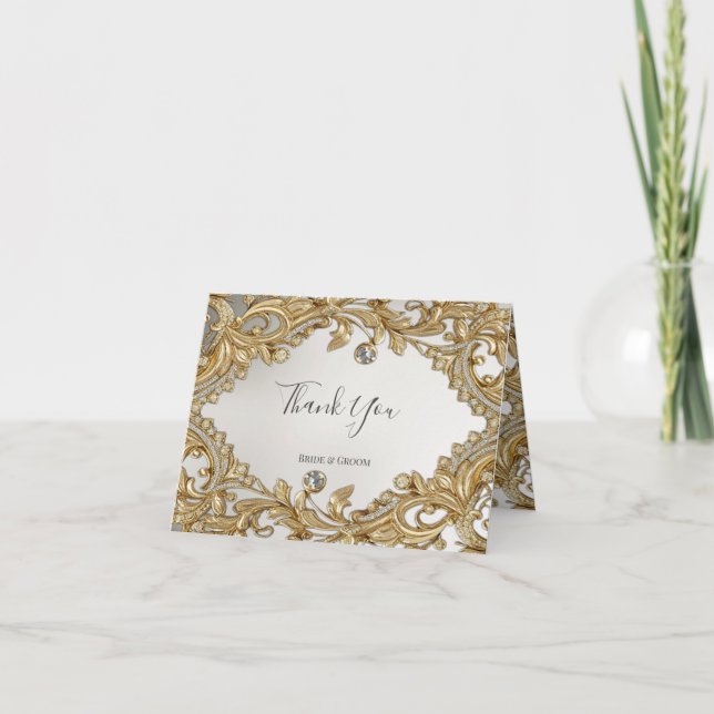 Decorative Gold Thank You Card (Front)