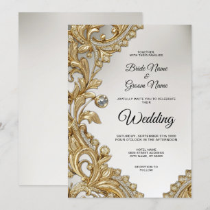 Decorative Gold Wedding Invitation