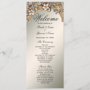 Decorative Gold White Floral Wedding Program Programme