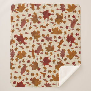 Decorative Golden Autumn Leaves on Custom Cream Sherpa Blanket