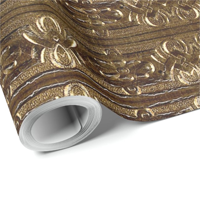 Decorative Golden Brown Pattern Elegant Wrapping Paper (Roll Corner)