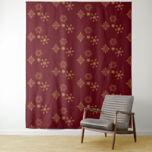 Decorative Golden Snowflakes Christmas Pattern Tapestry