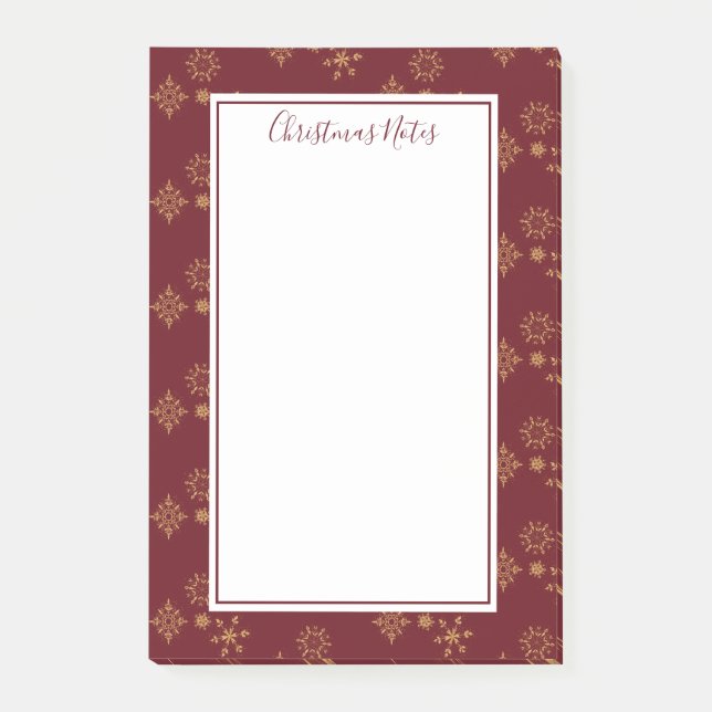Decorative Golden Snowflakes Christmas Post-it Notes (Front)