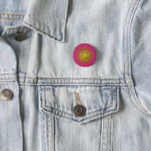 Decorative golden sun symbol 3 cm round badge
