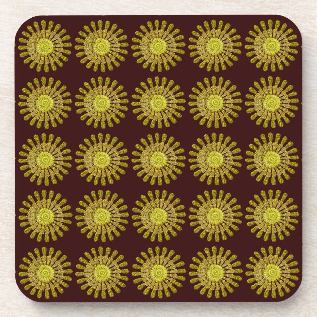 Decorative golden sun symbol coaster (Front)