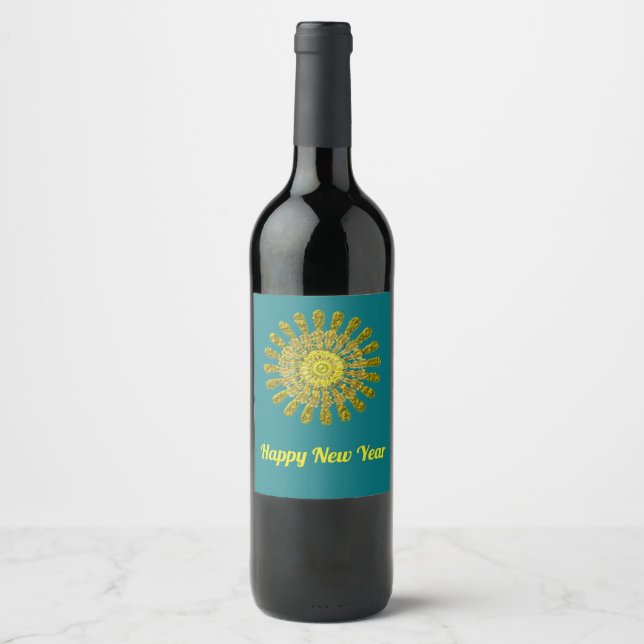 Decorative golden sun symbol wine label (Front)