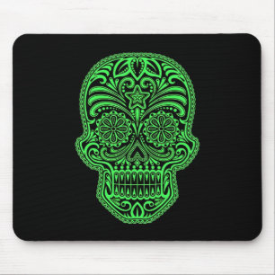 Decorative Green and Black Sugar Skull Mouse Pad