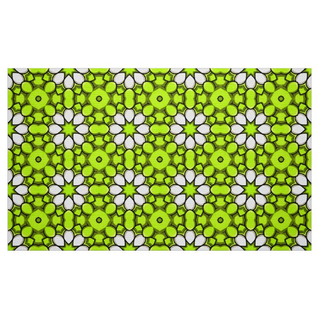 Decorative Green floral pattern in vibrant style  Fabric (Fat Quarter)