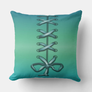 Decorative Green Ribbon Laced Throw Pollow Cushion