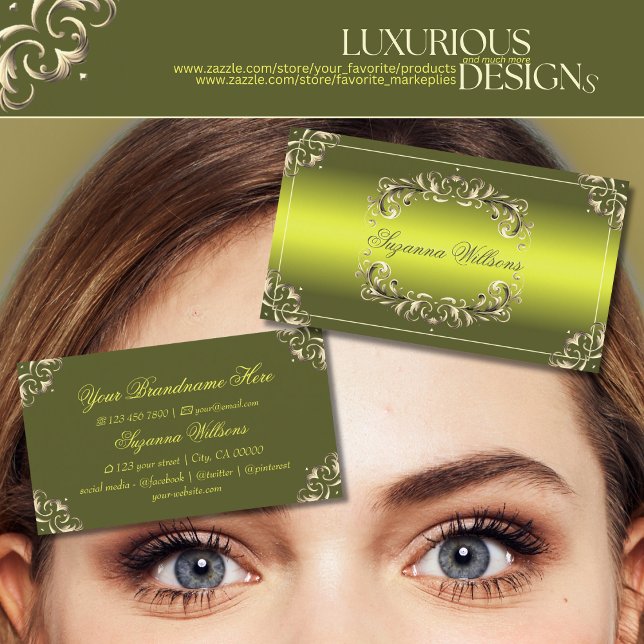 Decorative Green Yellow  Eye Catching and Luxury Business Card (Creator Uploaded)