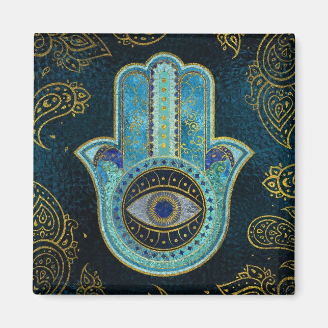 Decorative Hamsa Hand with paisley background Magnet (Front)