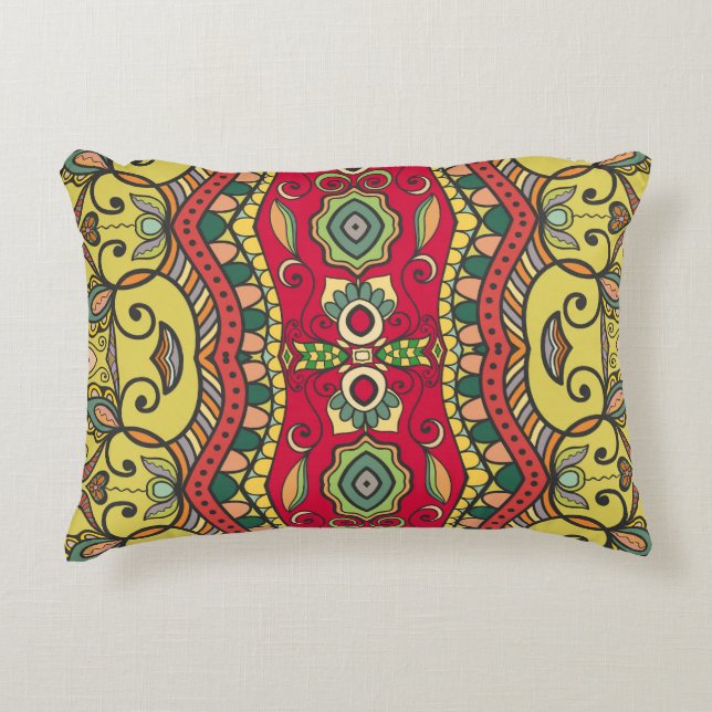 Decorative Hand-Drawn Seamless Abstract Pattern Cushion (Front)