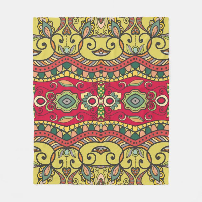 Decorative Hand-Drawn Seamless Abstract Pattern Fleece Blanket (Front)