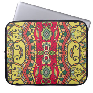 Decorative Hand-Drawn Seamless Abstract Pattern Laptop Sleeve