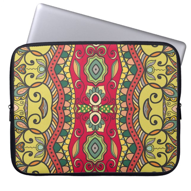 Decorative Hand-Drawn Seamless Abstract Pattern Laptop Sleeve (Front)