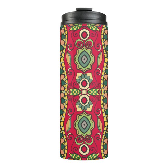 Decorative Hand-Drawn Seamless Abstract Pattern Thermal Tumbler (Front)