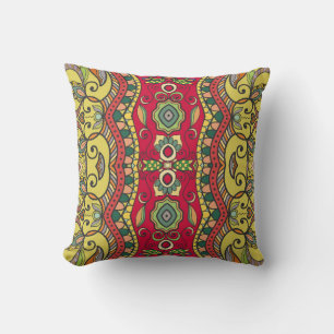 Decorative hand drawn seamless pattern. Colorful a Cushion