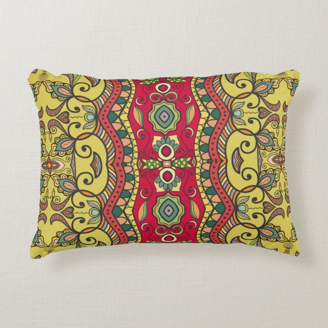 Decorative hand drawn seamless pattern. Colourful  Cushion (Front)