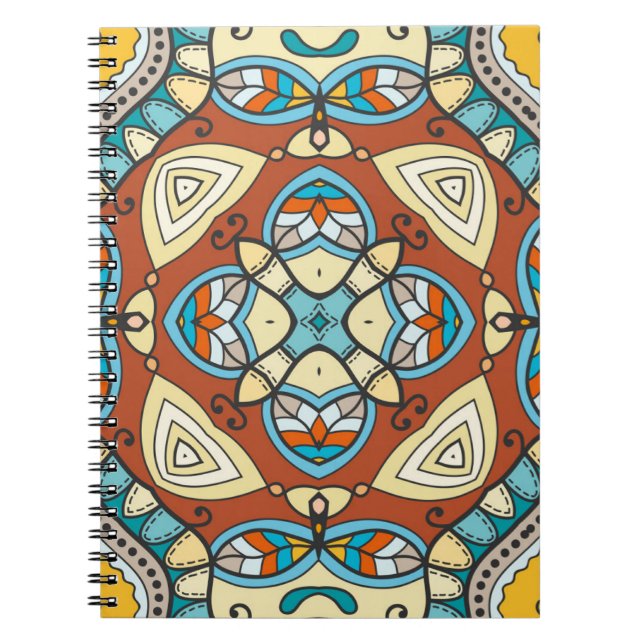 Decorative hand drawn seamless pattern. Colourful  Notebook (Front)