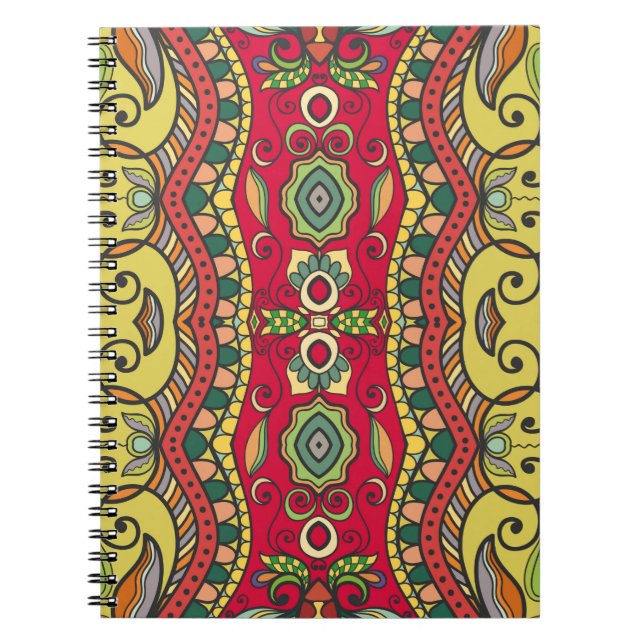 Decorative hand drawn seamless pattern. Colourful  Notebook (Front)
