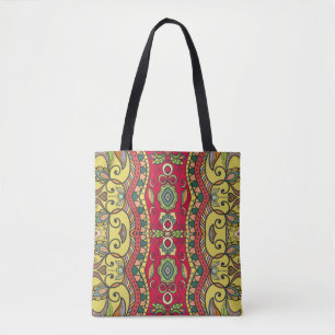 Decorative hand drawn seamless pattern. Colourful Tote Bag