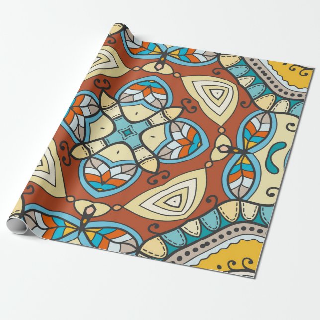 Decorative hand drawn seamless pattern. Colourful  Wrapping Paper (Unrolled)