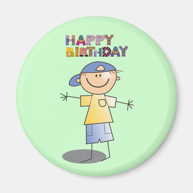 Decorative Happy Birthday for Little Boy Magnet (Front)