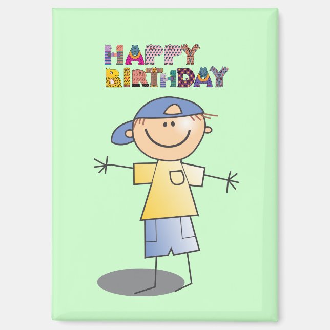 Decorative Happy Birthday for Little Boy Magnet (Front)