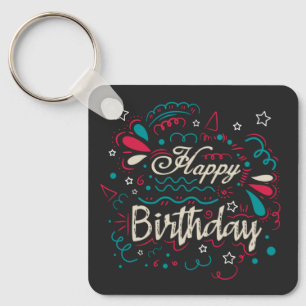 decorative happy birthday key ring