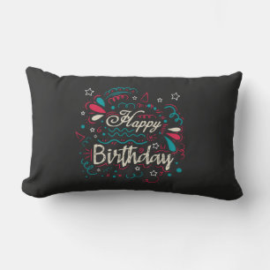decorative happy birthday lumbar cushion