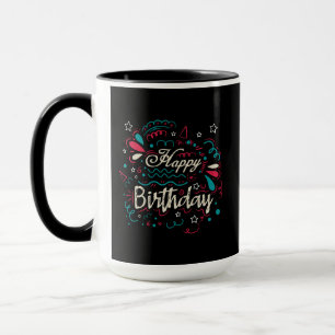 decorative happy birthday mug