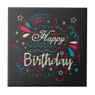 decorative happy birthday tile