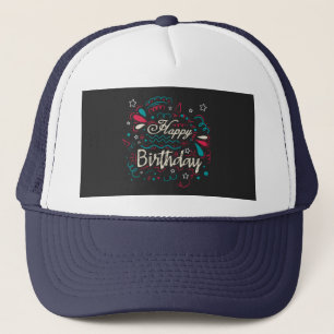 decorative happy birthday trucker hat