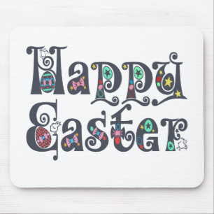 Decorative Happy Easter Typography Mousepad