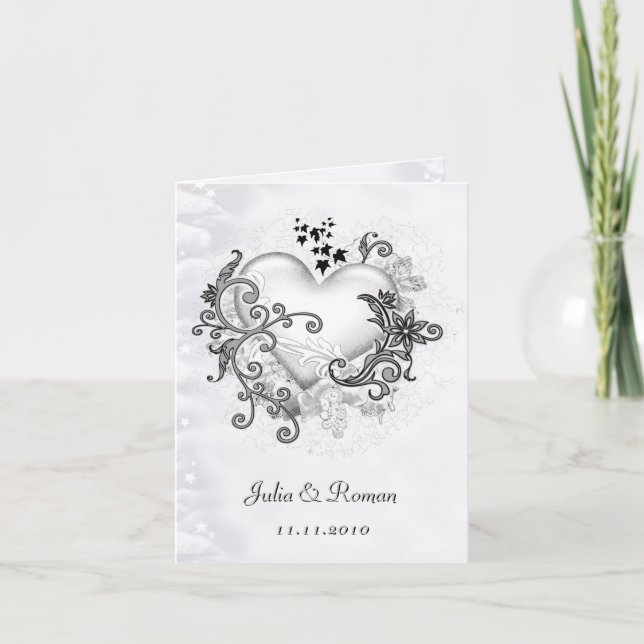 Decorative Heart (customisable) Wedding Holiday Card (Front)