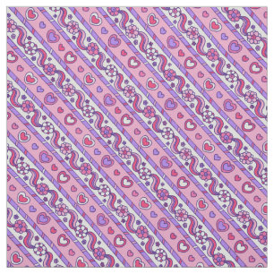 Decorative heart flower pink purple girls fabric