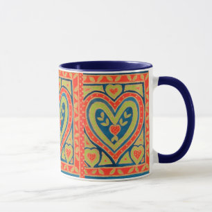 Decorative 'Heart' Ringer Coffee Mug