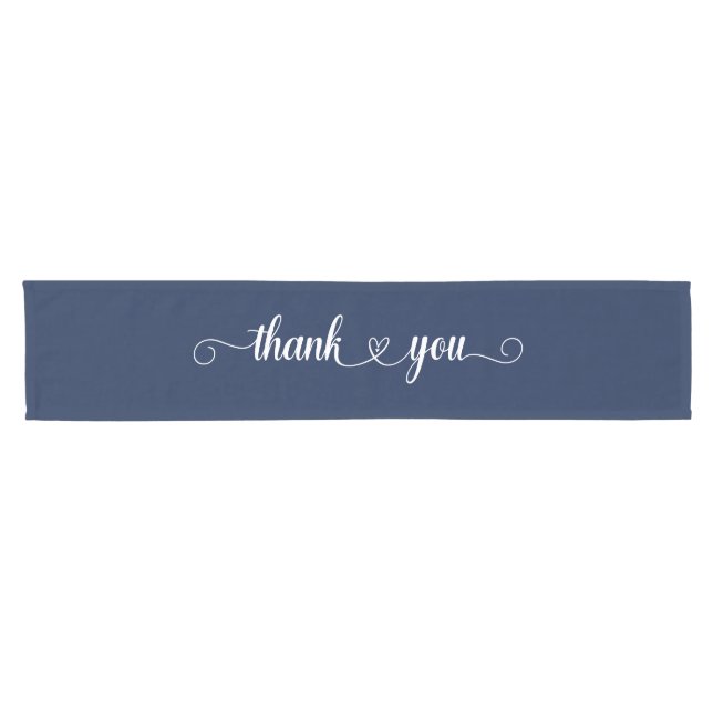 Decorative Heart Thank You Typography Short Table Runner (Horizontal)