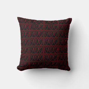Decorative Heartbreaker Red Black and White Hearts Cushion