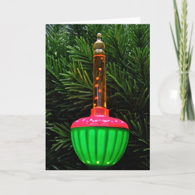 Decorative Holiday Bubble Light Greeting Card (Front)