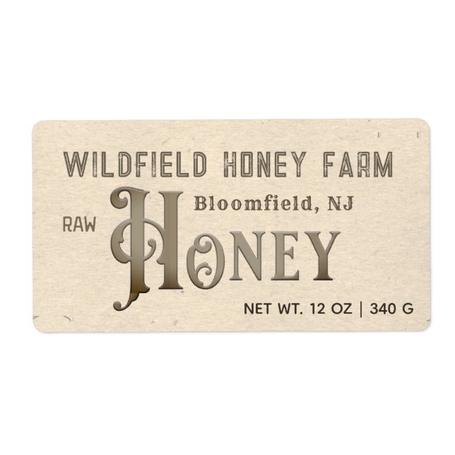 Decorative HONEY Farm Market Label Honeycomb Kraft (Front)
