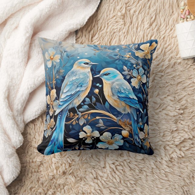 Decorative Illustration Birds and Flowers Cushion (Blanket)
