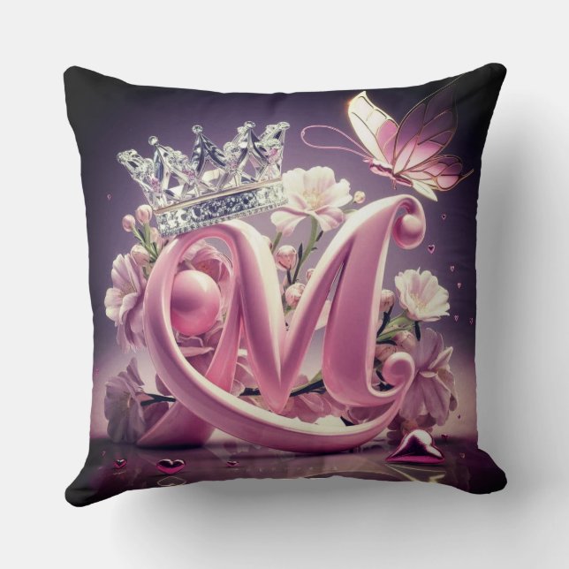 Decorative Initial Letter M – Personalised Monogra Cushion (Back)
