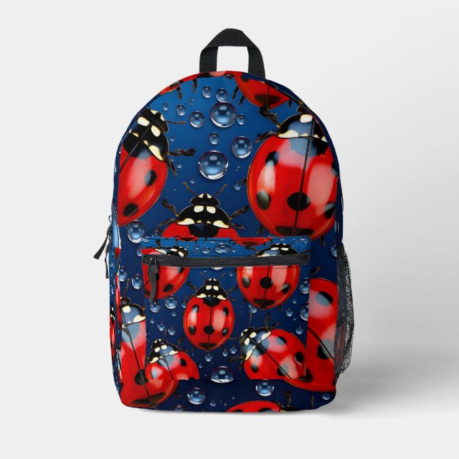 Decorative ladybug pattern  printed backpack (Front)