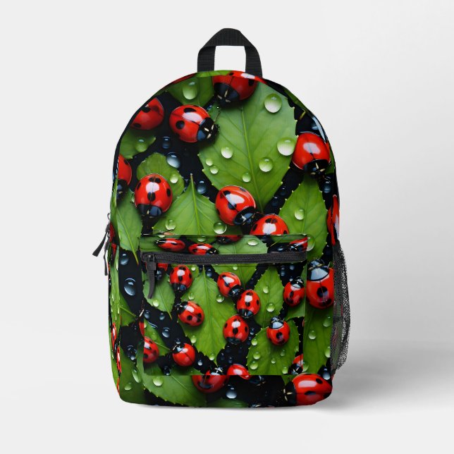 Decorative ladybug pattern  printed backpack (Front)