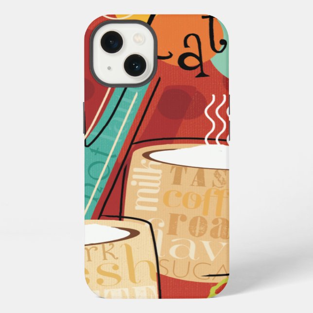 Decorative Latte Pot and Cups iPhone Case (Back)