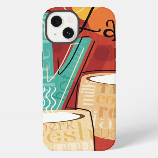 Decorative Latte Pot and Cups iPhone Case (Back)