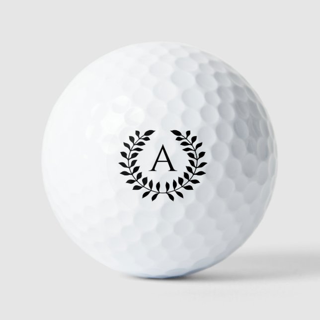 Decorative Laurel Wreath With Custom Monogram Golf Balls (Front)